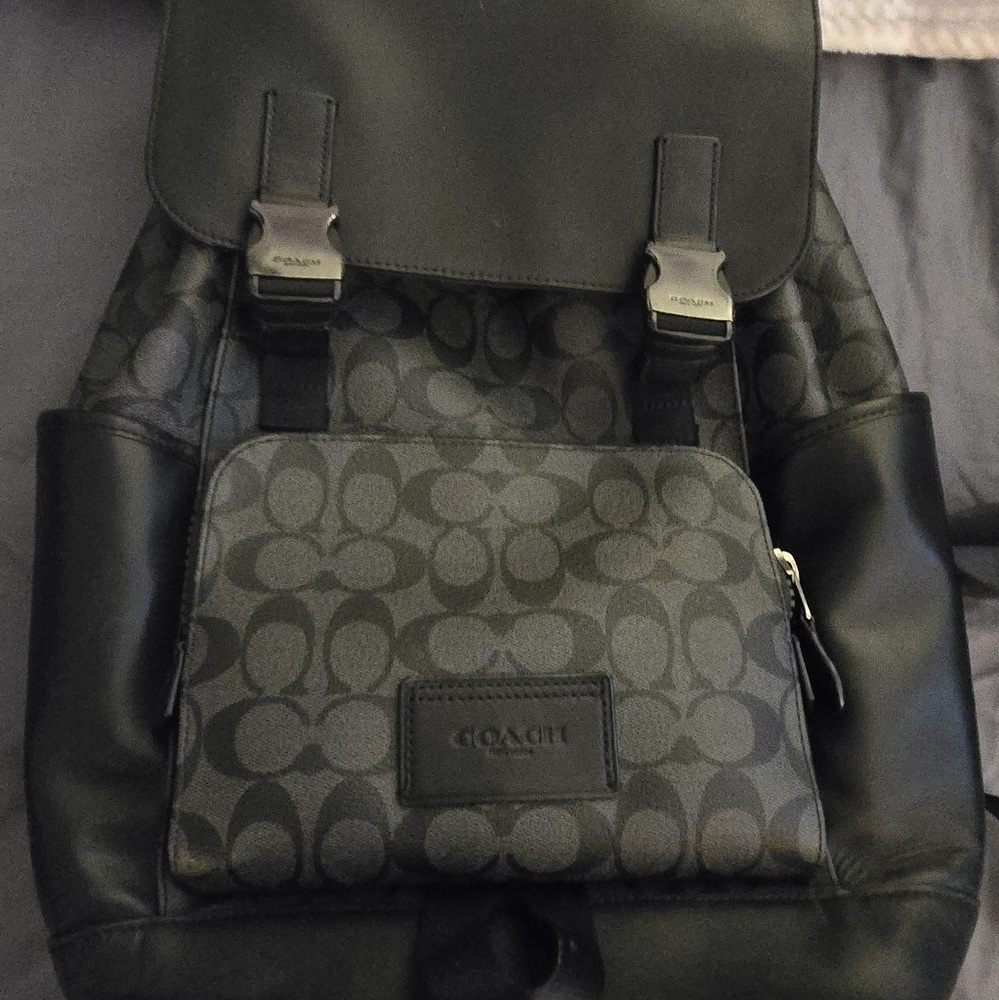Coach Black and Gray Signature Backpack